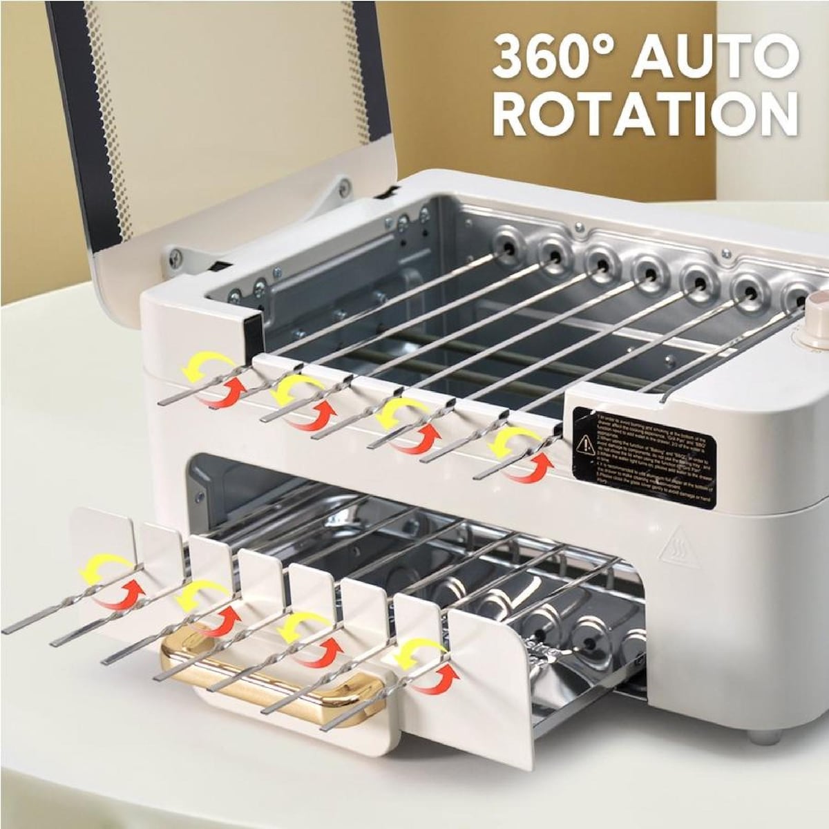 Double-layer electric smokeless grill, three-in-one multi-function automatic rotating skewer machine, detachable