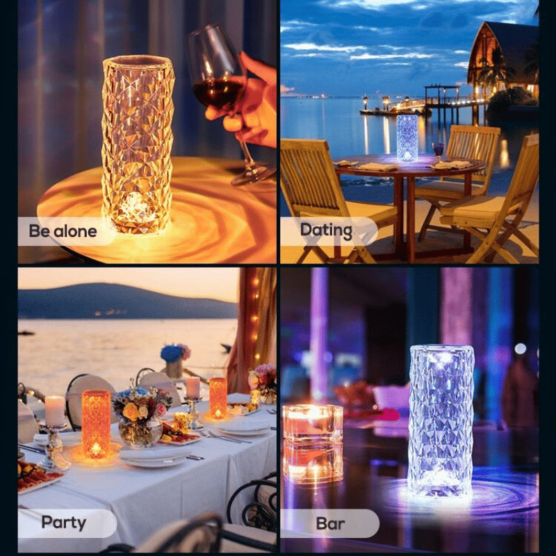 (🔥 Hot Sale)🎁16 Color Rose Glow Crystal Diamond Table Lamp