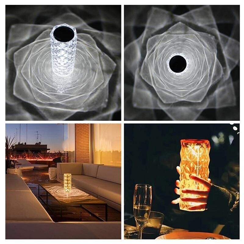 (🔥 Hot Sale)🎁16 Color Rose Glow Crystal Diamond Table Lamp