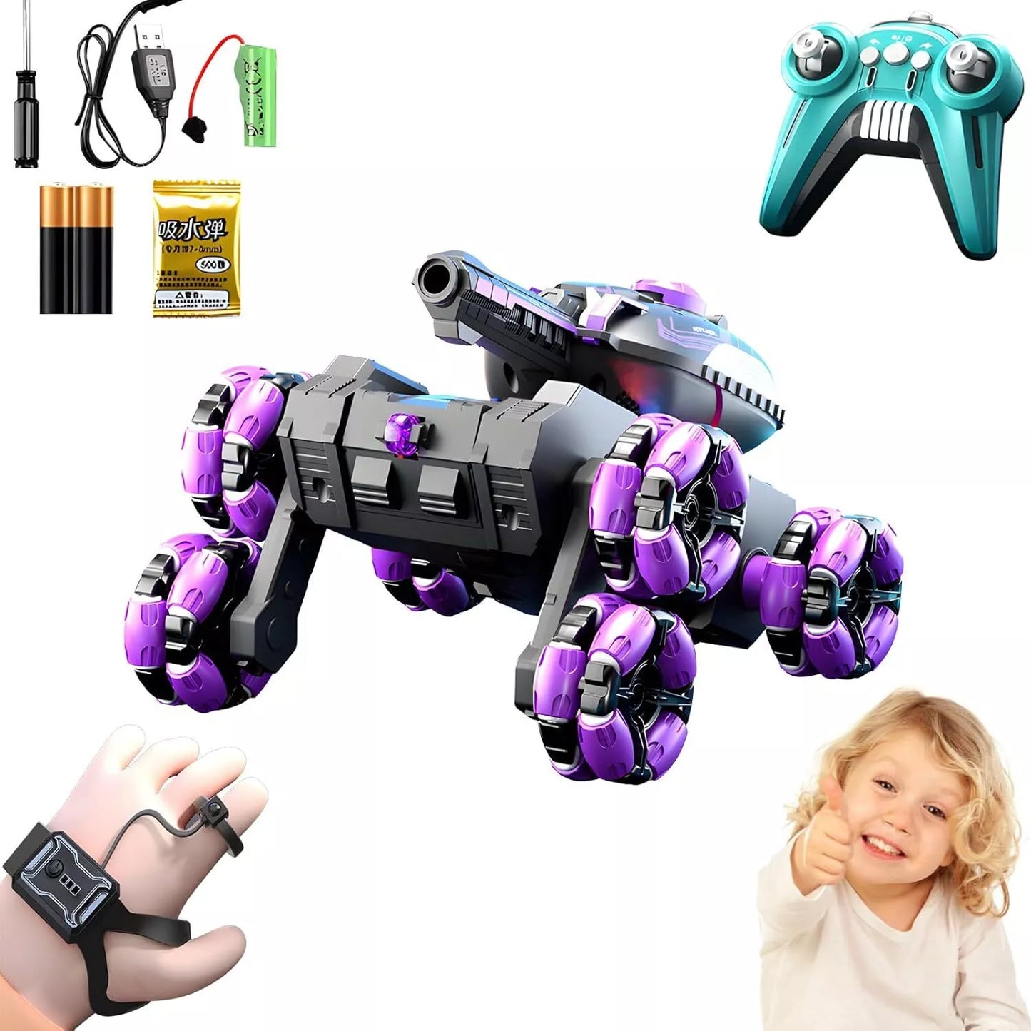 Watch Gesture Sensor RC Tank Toy Remote Control Car Cars 4WD Drift Stunt Twist