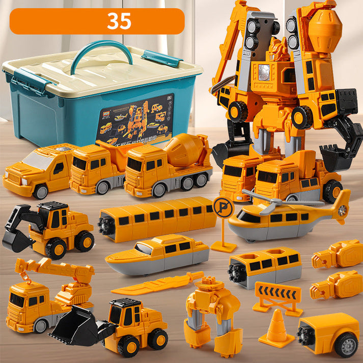 Magnetic deformation engineering vehicle assembly toy
