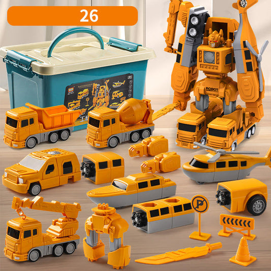 Magnetic deformation engineering vehicle assembly toy